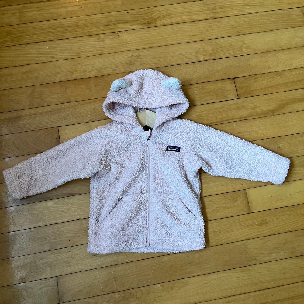 Patagonia Baby Furry Friends Fleece Hoody Pink Bear Ears 12-18M 60155